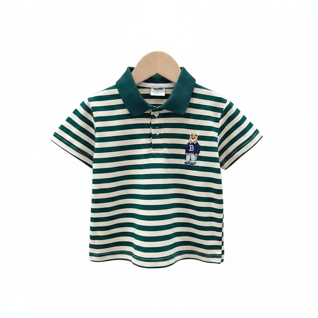 Boys Striped Bear Polo Shirt | Ages 2-6