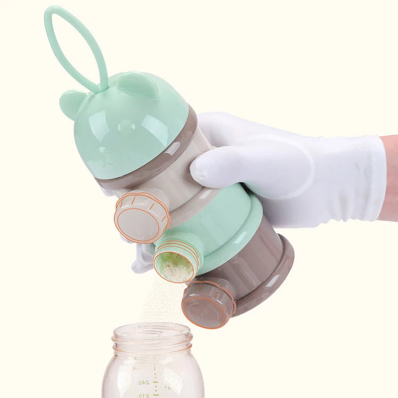 Portable Baby Food Storag Box Multiple Openings Cereal Cartoon Infant Milk Powder Box Toddle Snack Container 3/4Layer