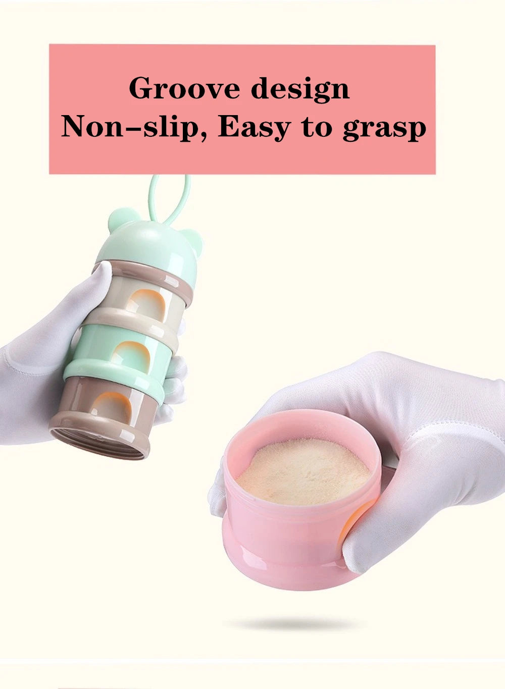 Portable Baby Food Storag Box Multiple Openings Cereal Cartoon Infant Milk Powder Box Toddle Snack Container 3/4Layer
