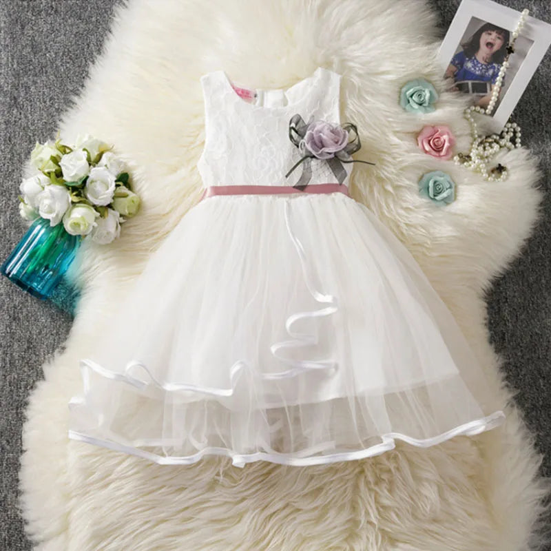 Baby Girls Floral Summer Dress | Sleeveless Ball Gown Party Dress 12M–5Y
