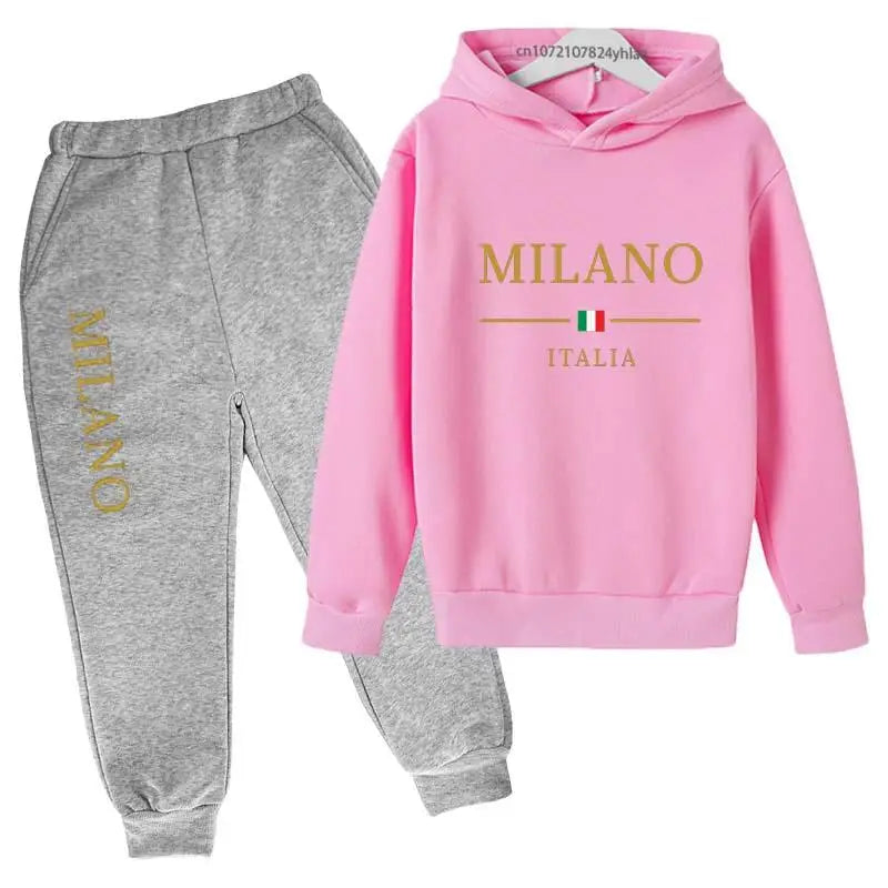 Kids Fashion Letter Print Hoodie & Pants Tracksuit (2-13 Years)