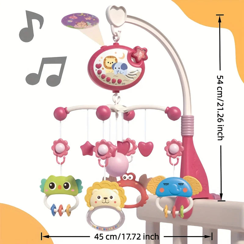 360° Musical Baby Crib Mobile Rotating Night Light Bed Bell Toy Four Speed Timming Hanging Infant Newborn Rattle Bedside Gift
