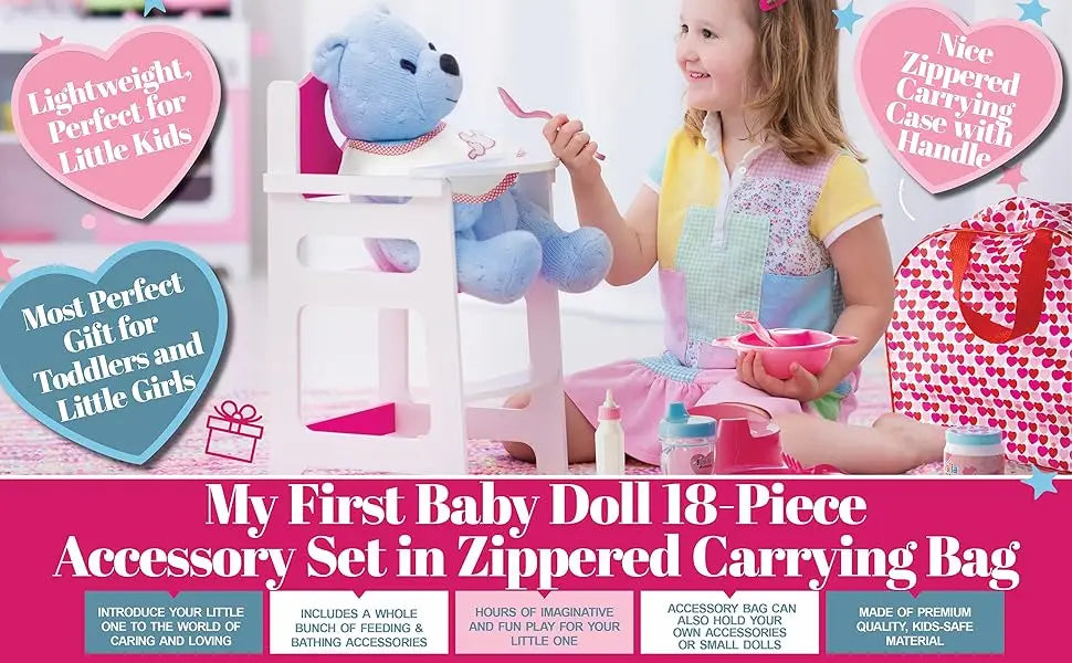 Baby Doll Accessories Playset – 18 Piece