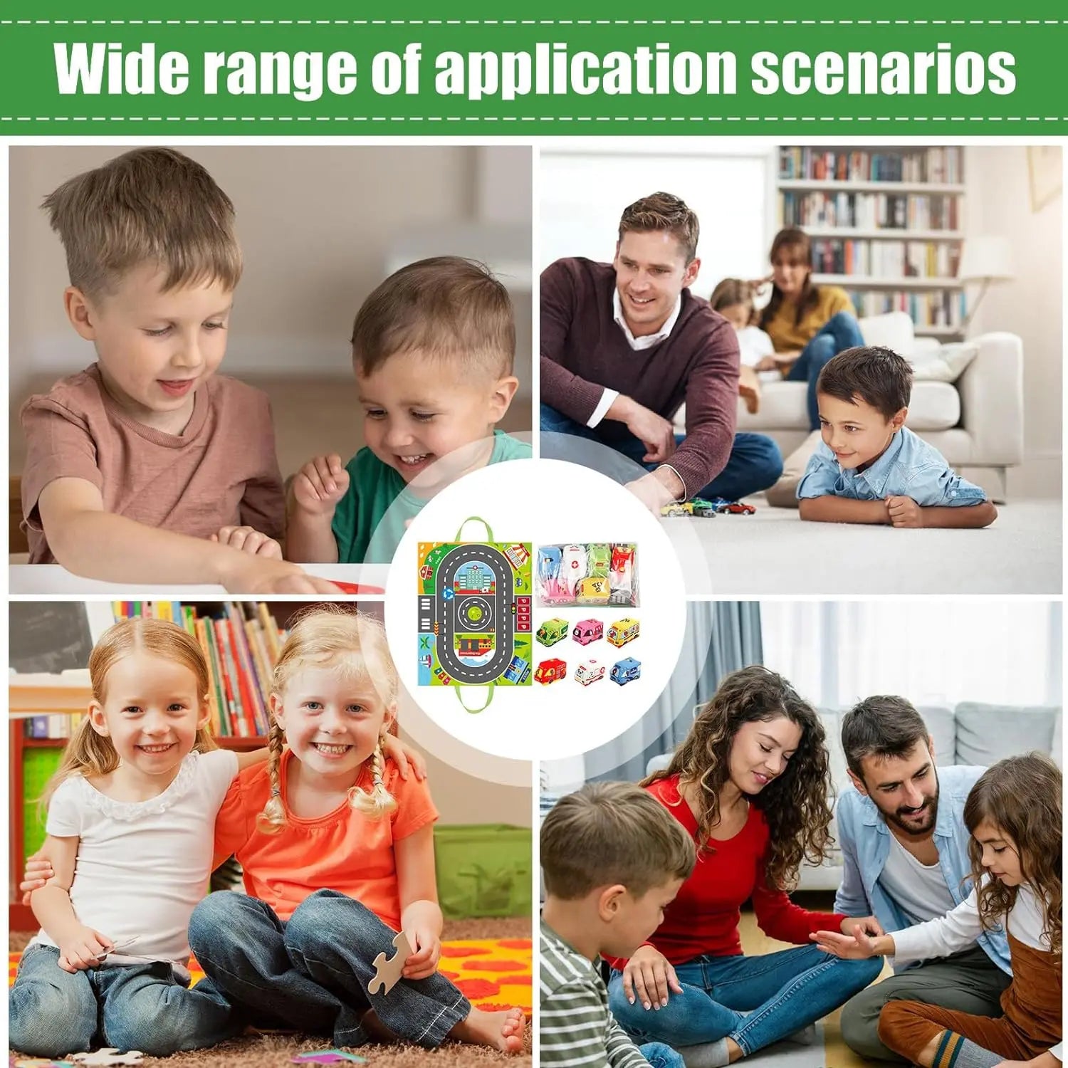 Soft Fabric Car Toy Set for Baby, with Play Mat and 9pcs Early Learning Travel Sensory  Toy, Birthday Gifts for Toddler