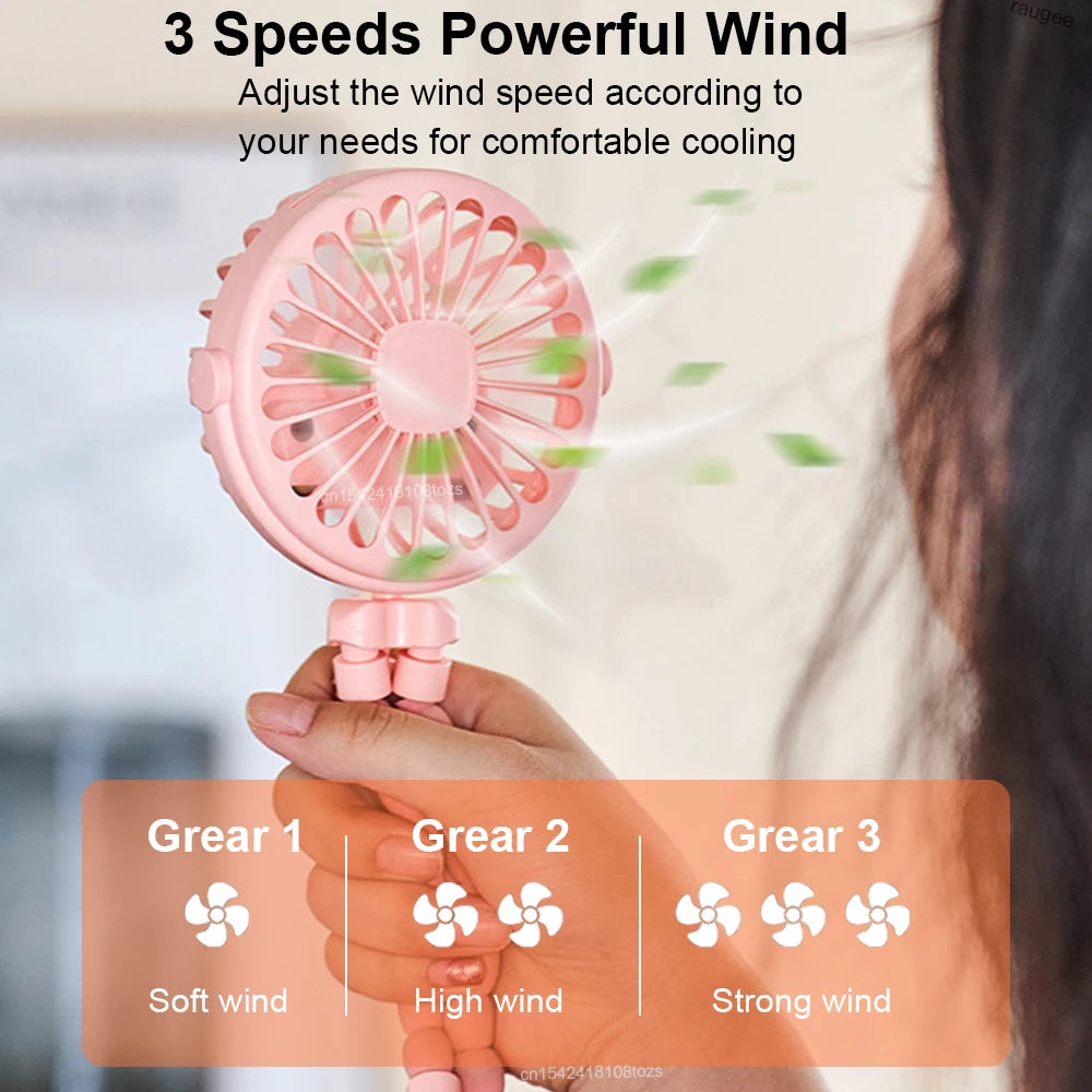 Portable Clip Fan – USB Rechargeable Mini Stroller Fan with 360° Rotation