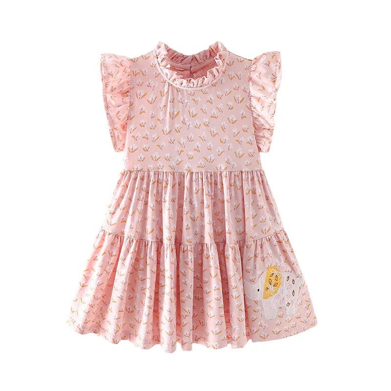 Girls Summer Princess Dress – Sleeveless Animal Print Party Frock