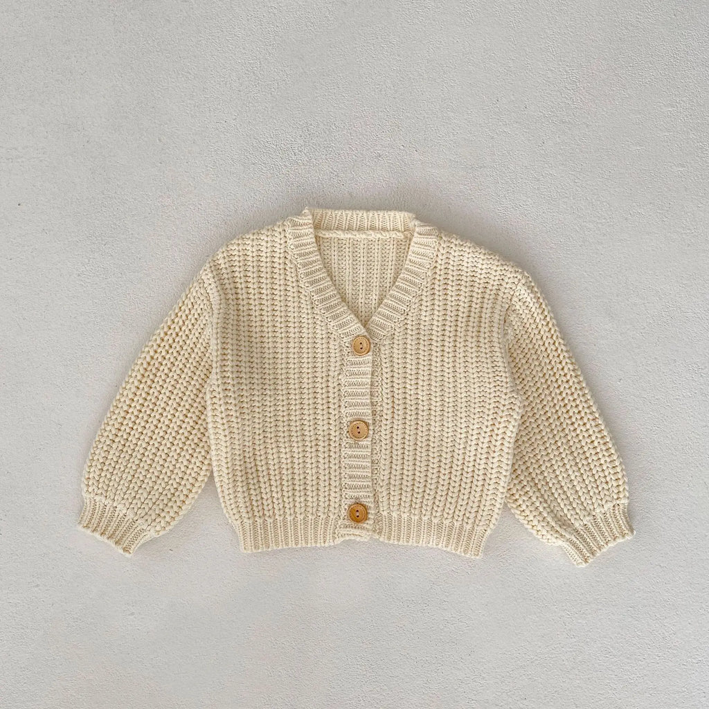 Baby Girl Soft Knit Cardigan – Long Sleeve V-Neck Cotton Coat | 3M–5Y
