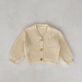 Baby Girl Soft Knit Cardigan – Long Sleeve V-Neck Cotton Coat | 3M–5Y