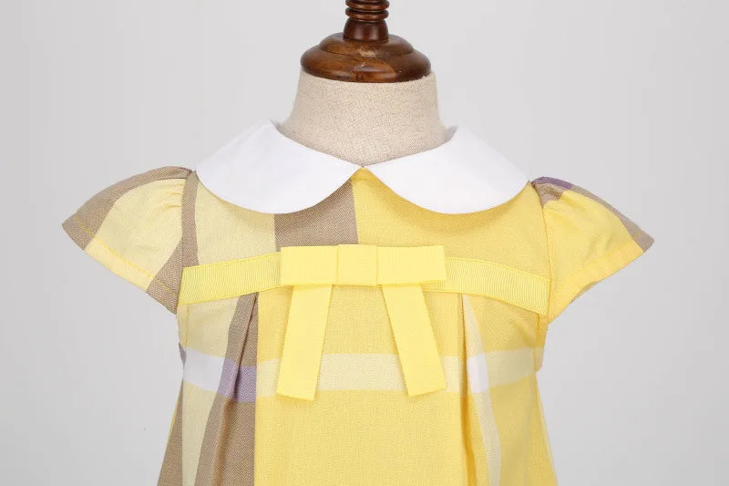 Girls Plaid Summer Dress with Sash (4-8Y)