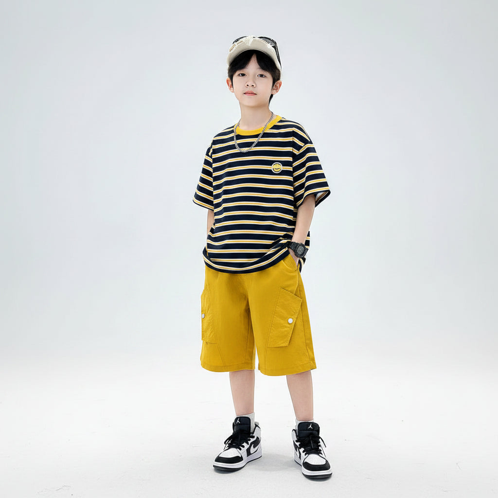 Boys Summer Outfit Set | Cotton T-Shirt & Shorts for Kids & Teenagers