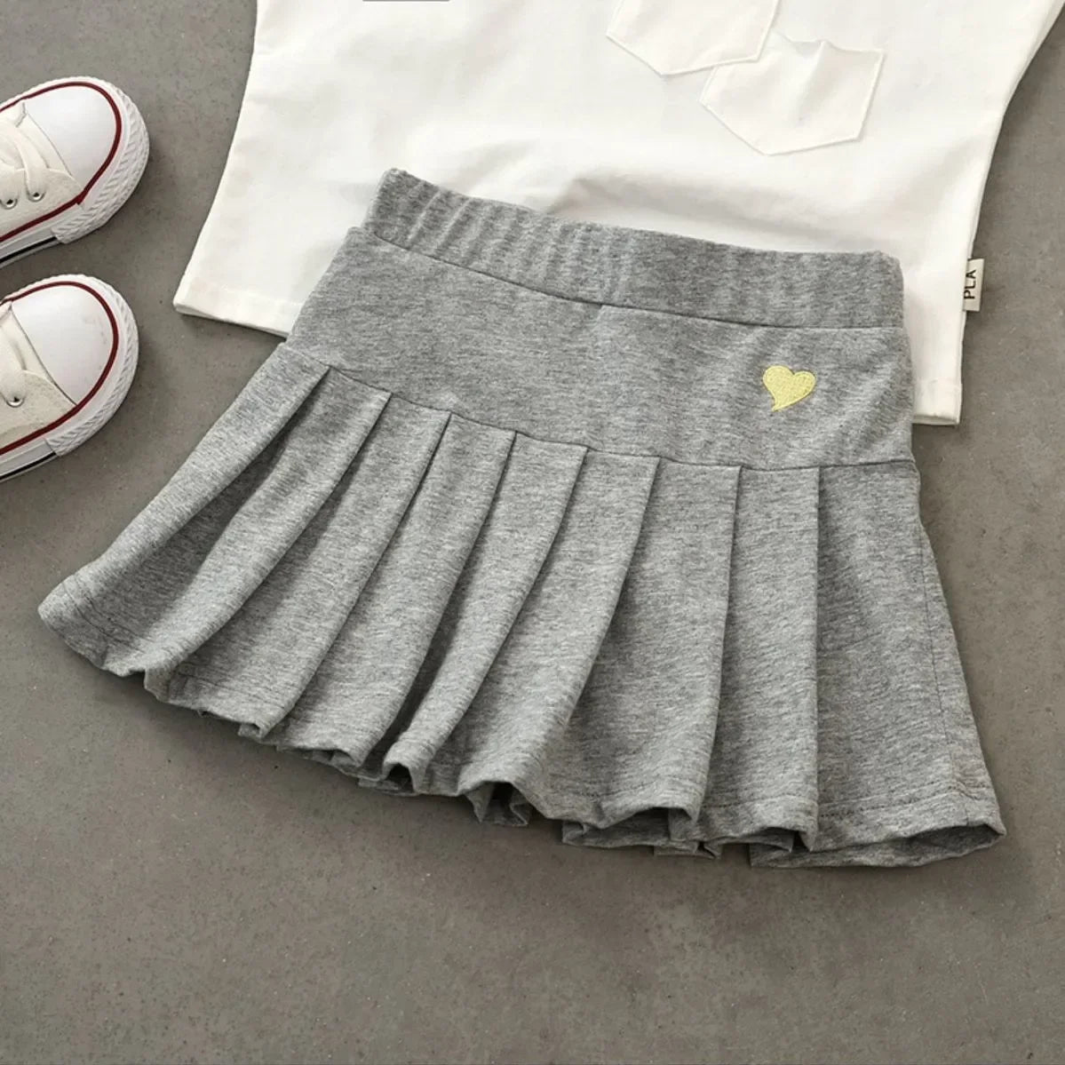 Girls Pleated Skirt with Built-In Safety Shorts