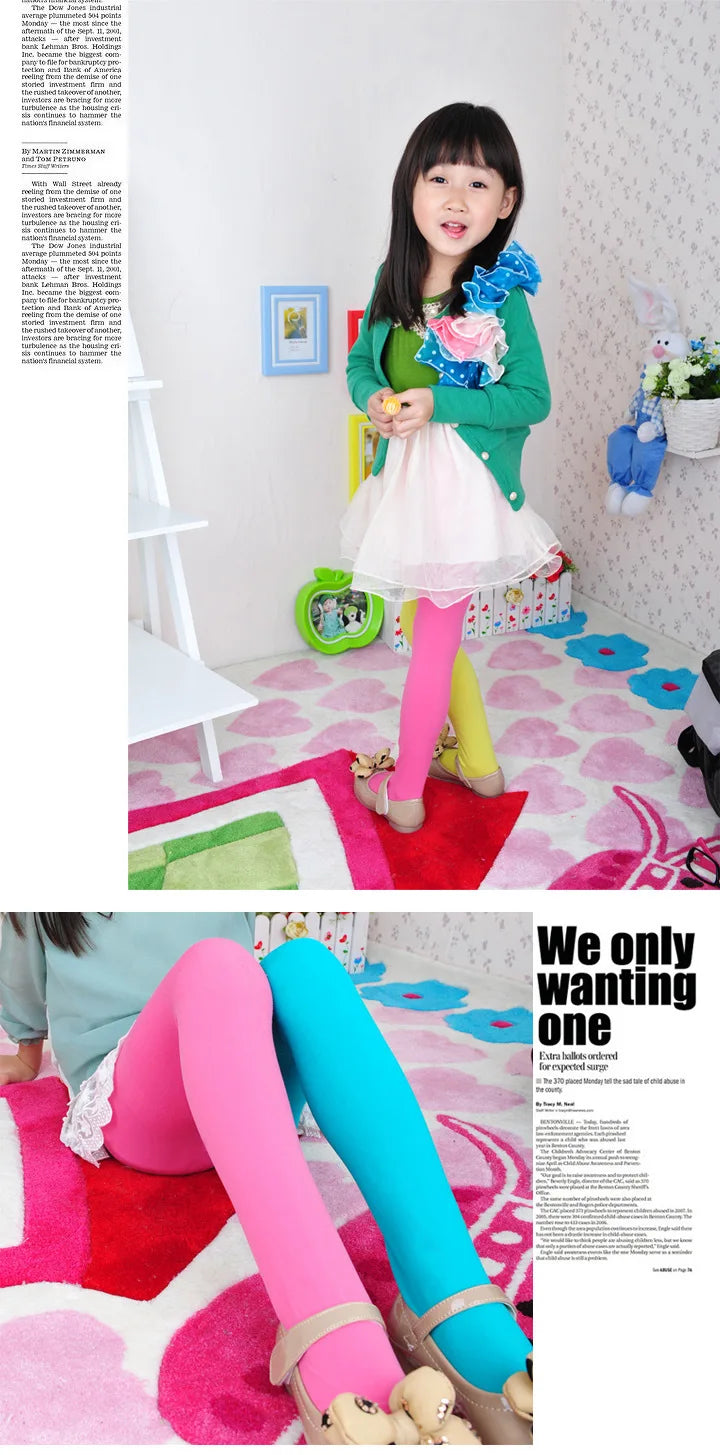 Girls Candy Colour Stretch Tights