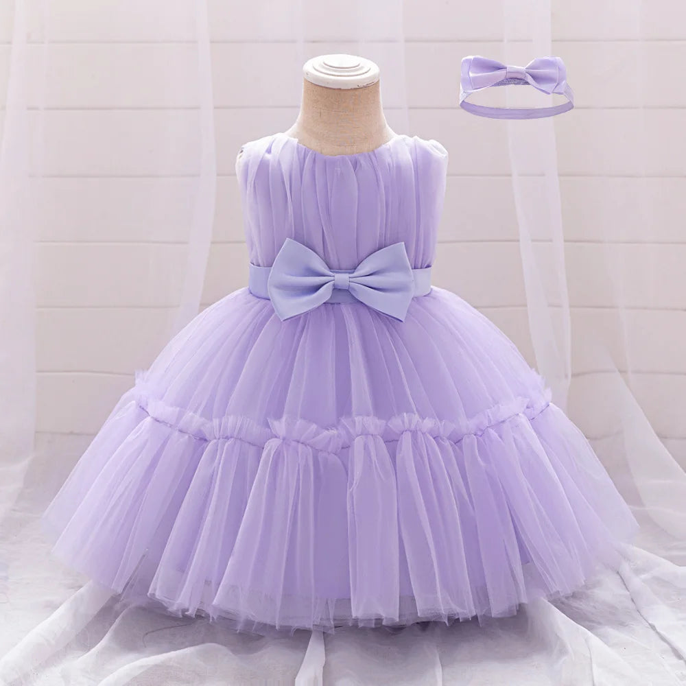 Infant Baby 1st Birthday Baptism Dresses For Girls Kids Elegant Wedding Party Princess Dress Tulle Toddler Girl Summer Clothes