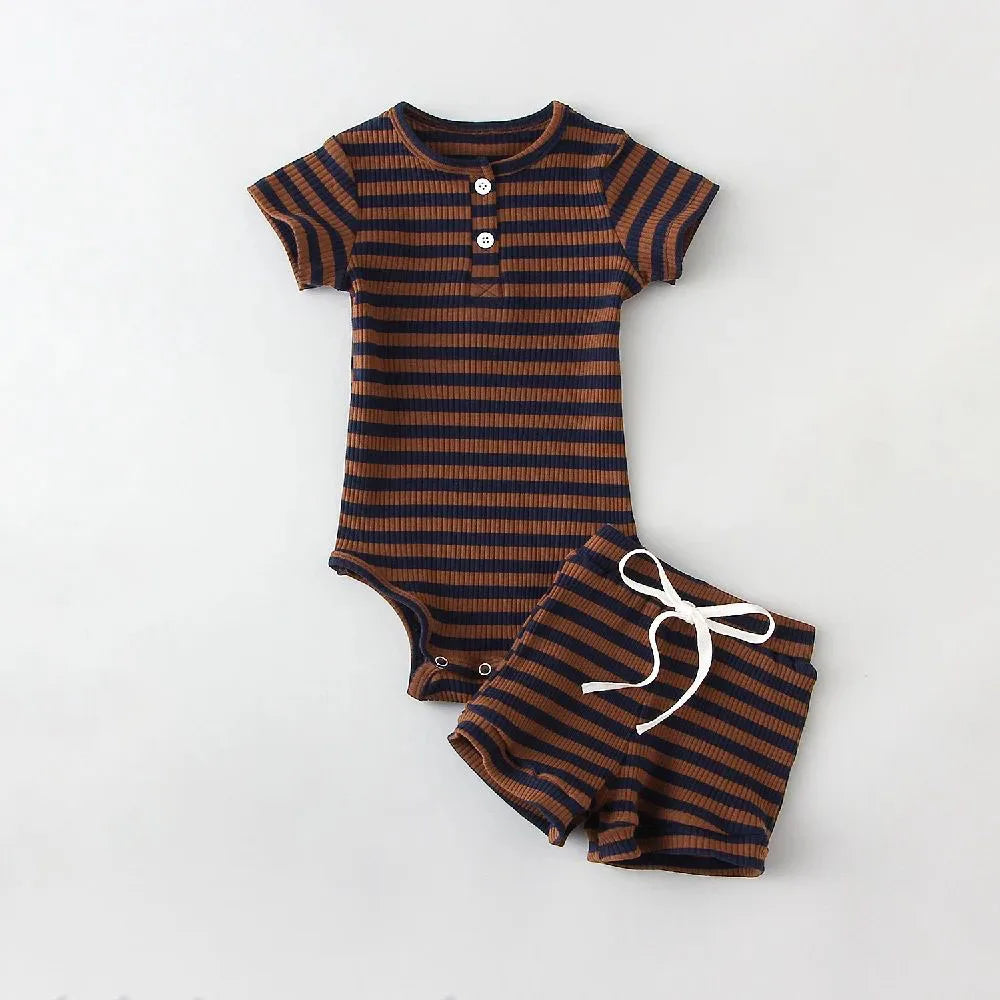 2Pcs Summer Baby Boy Clothing Sets Short Sleeve Bodysuit + Shorts Fashion Newborn Baby Clothes