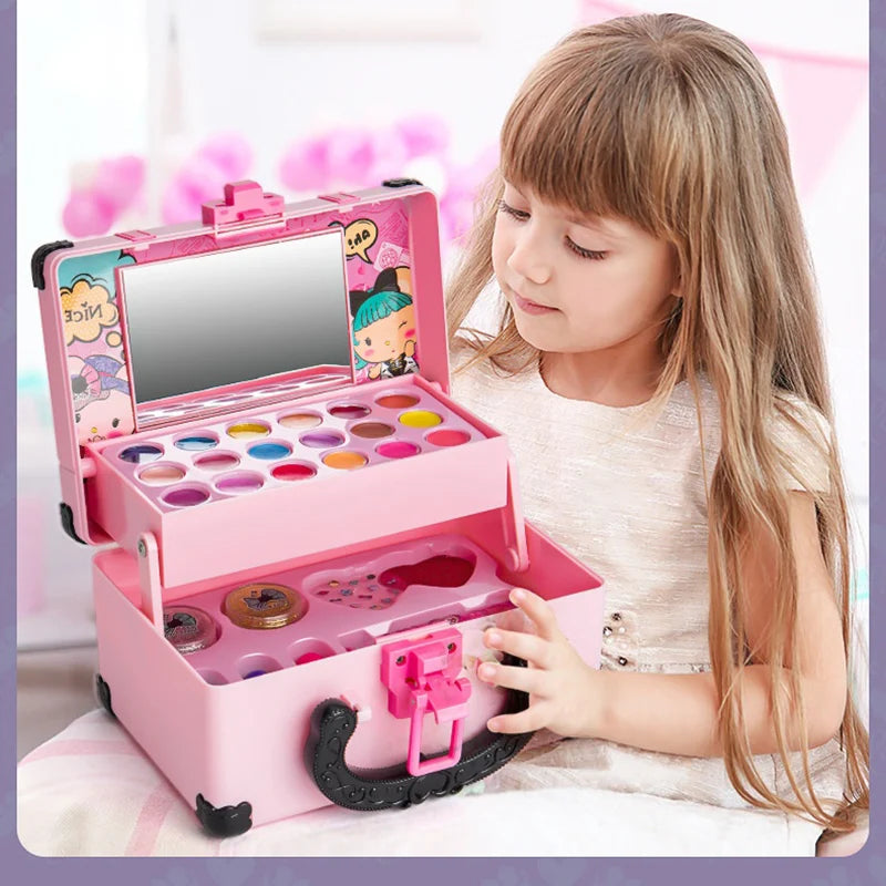 Girls Pretend Play Makeup Set | Safe & Washable Cosmetics Kit