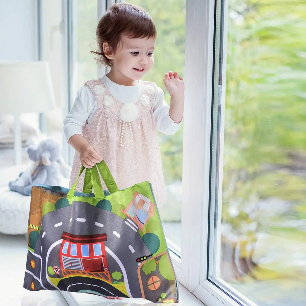 Soft Fabric Car Toy Set with Play Mat – 9-Piece Sensory Toy for Toddlers