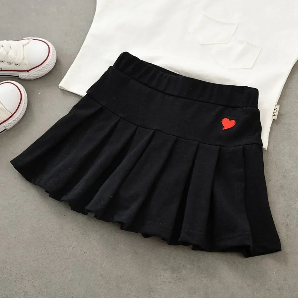 Girls Pleated Skirt with Built-In Safety Shorts
