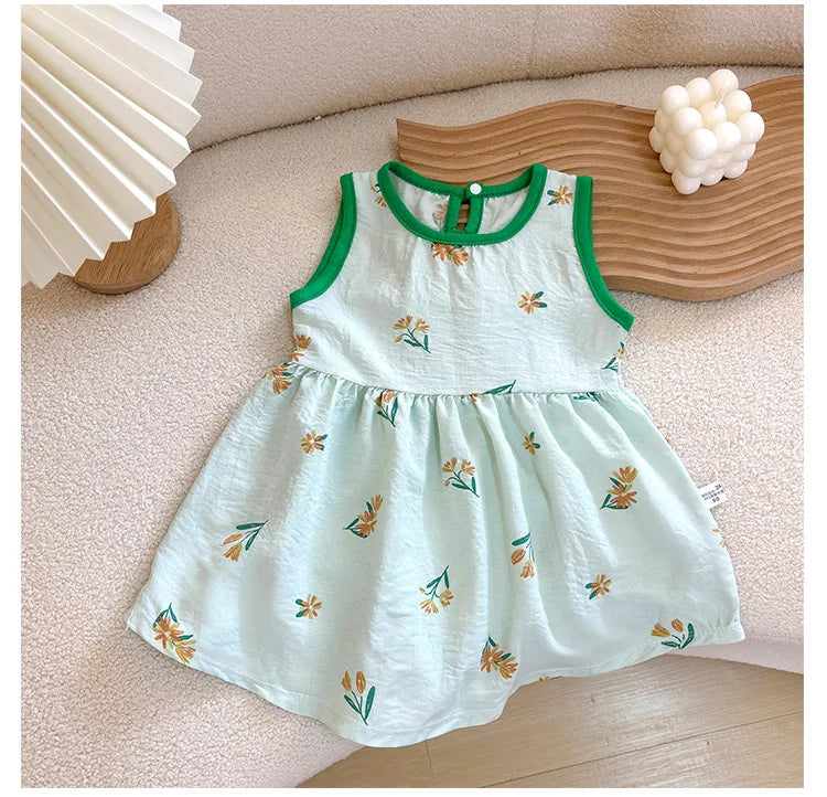 Baby Girl Printed Sleeveless Princess Dress