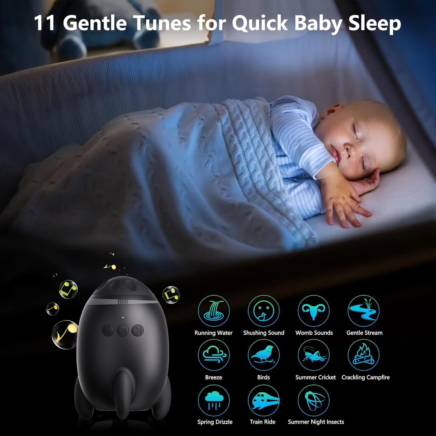 Baby Rocker & Portable Bouncer with Lullaby – Newborn Sleep Aid