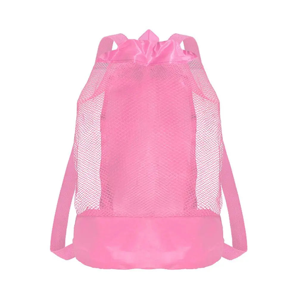 Kids Large Mesh Beach Bag – Foldable Drawstring Backpack for Sand Toys