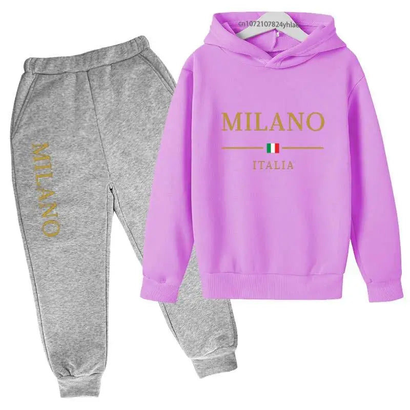 Kids Fashion Letter Print Hoodie & Pants Tracksuit (2-13 Years)