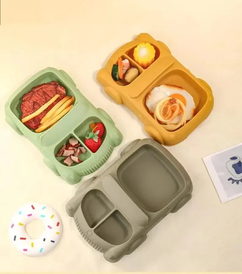 Silicone Baby Feeding Set with Suction Bowl, Plate, Spoon, Fork & Bib | BPA-Free