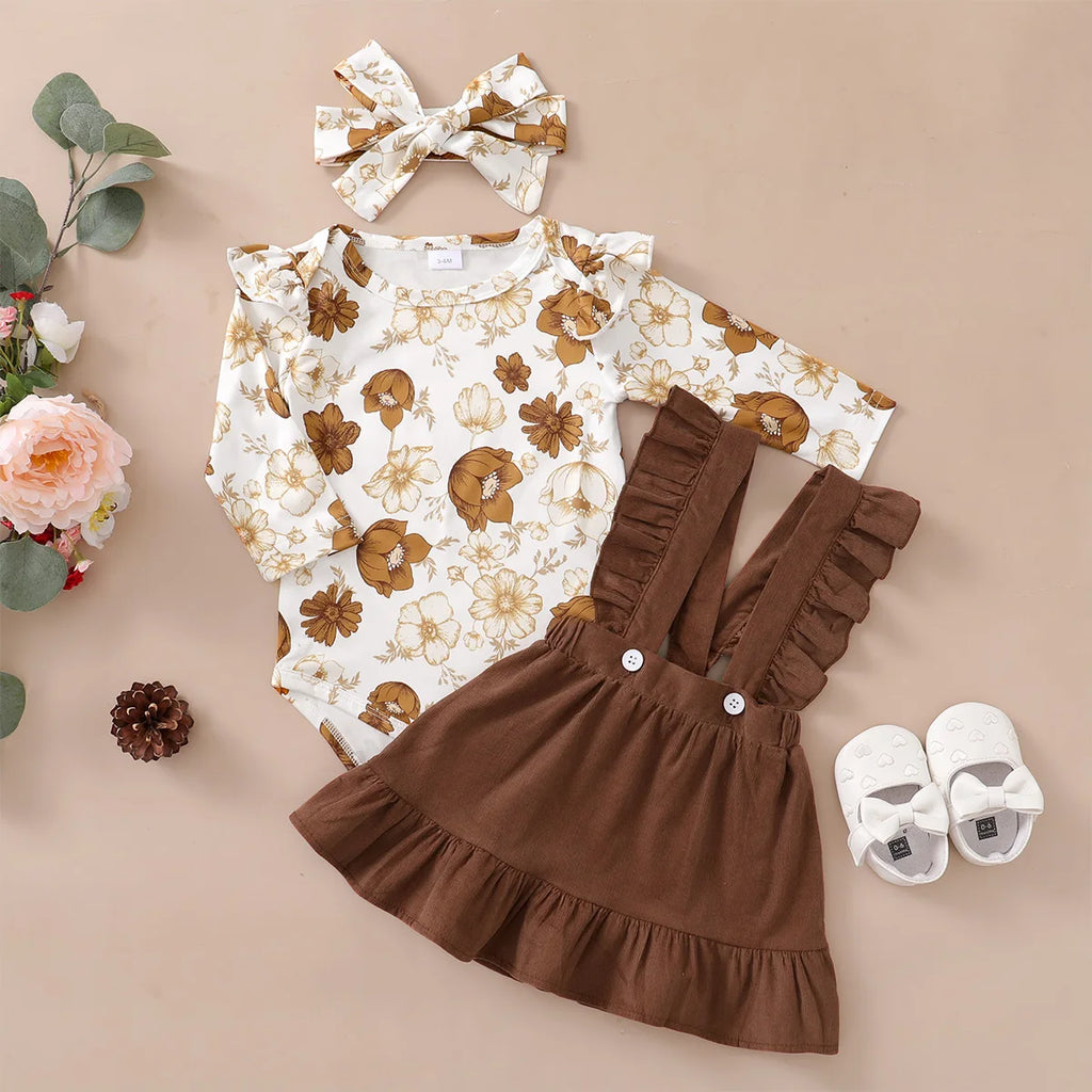 Newborn Baby Girl 3-Piece Floral Outfit Set