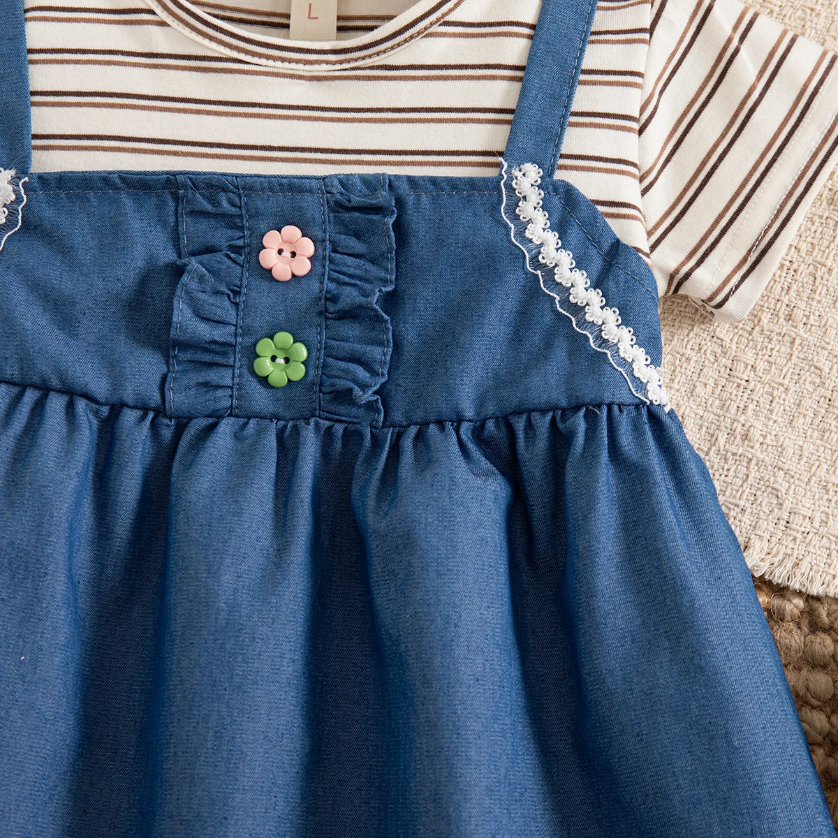 Baby Girls Summer Dress – Striped Cotton Short Sleeve Casual Dress