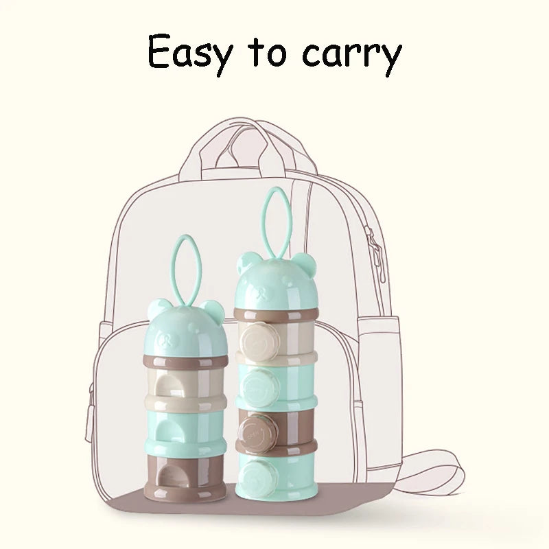 Portable Baby Food Storag Box Multiple Openings Cereal Cartoon Infant Milk Powder Box Toddle Snack Container 3/4Layer