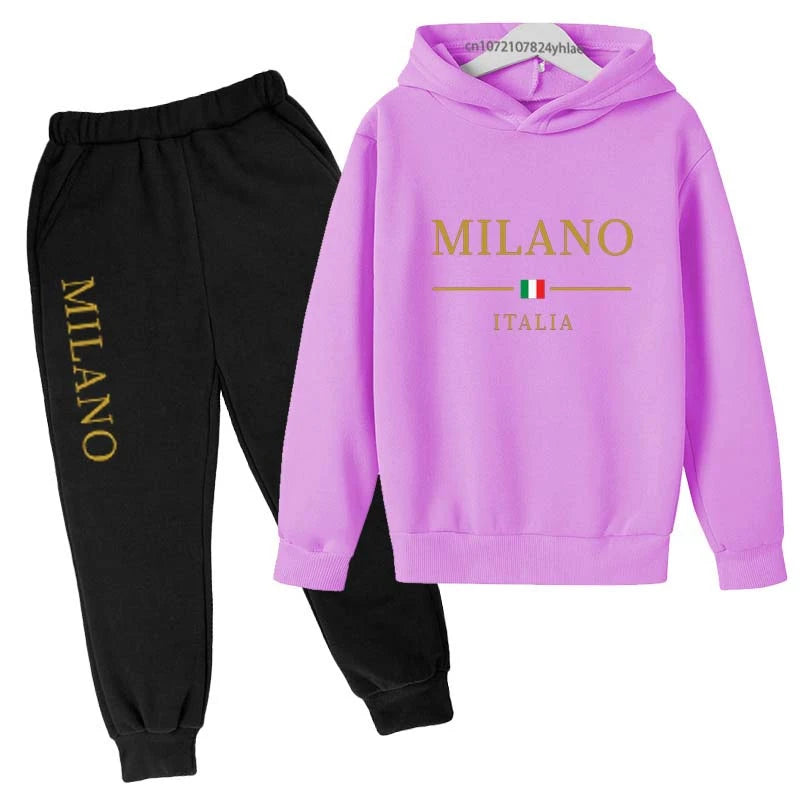 Kids Fashion Letter Print Hoodie & Pants Tracksuit (2-13 Years)