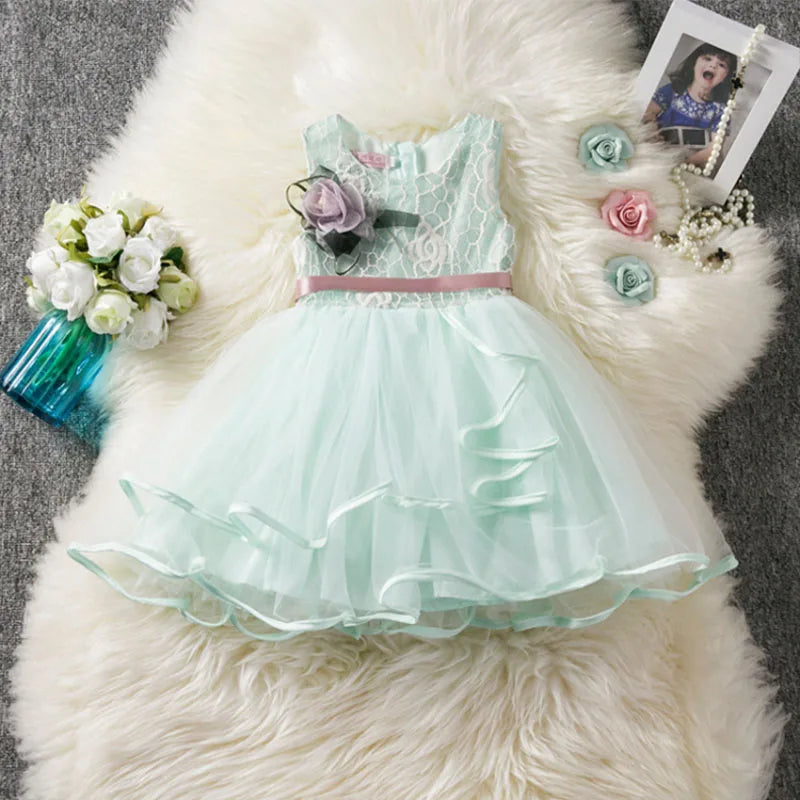 Baby Girls Floral Summer Dress | Sleeveless Ball Gown Party Dress 12M–5Y