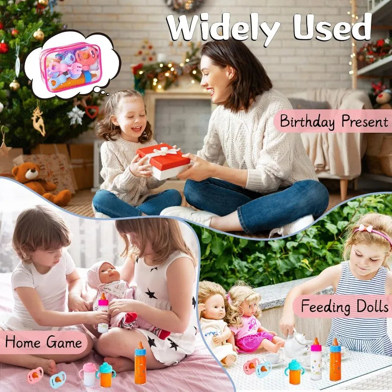 13-Piece Baby Doll Feeding Set – Magic Disappearing Bottles & Pretend Play