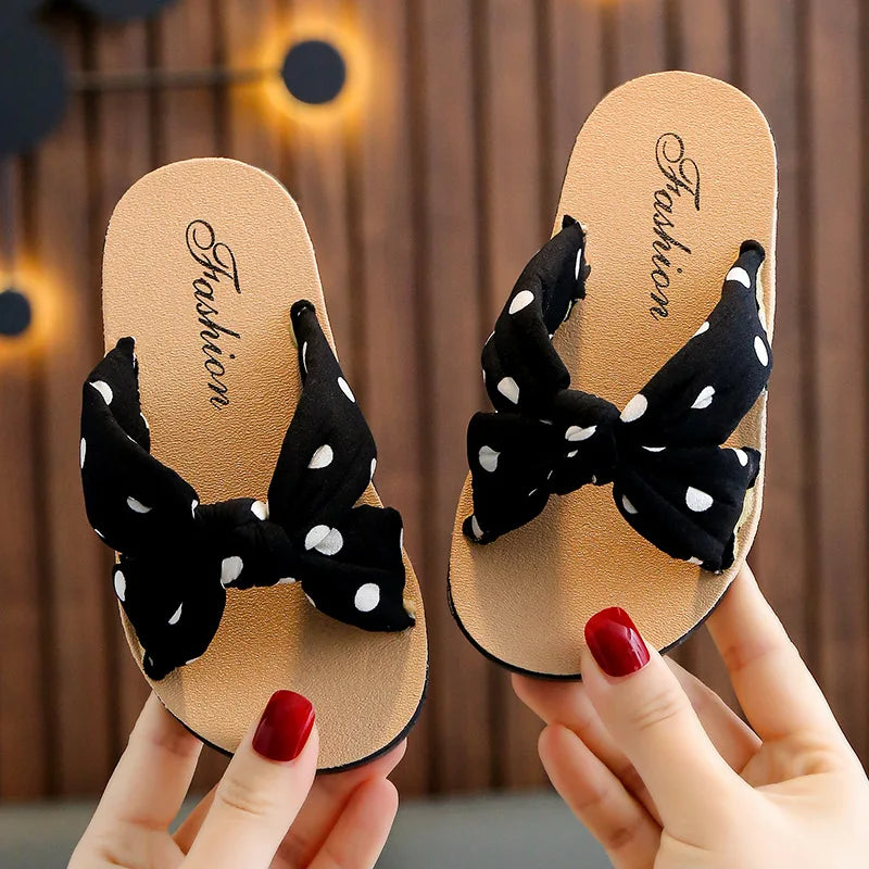Girls Bohemian Bow Flip Flop Sandals | Sizes 24–35 | Summer Beach