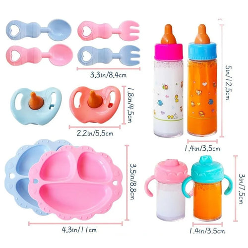13-Piece Baby Doll Feeding Set – Magic Disappearing Bottles & Pretend Play