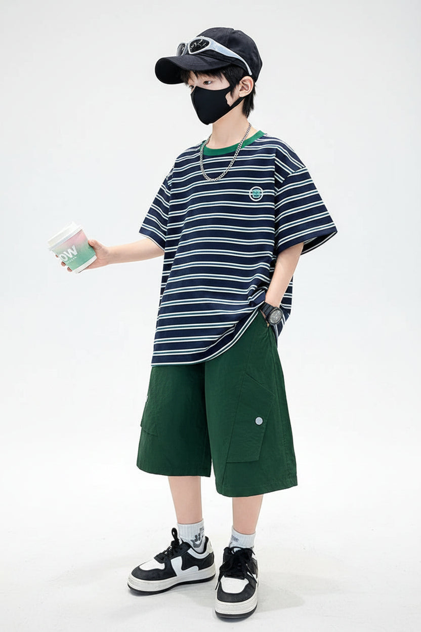 Boys Summer Outfit Set | Cotton T-Shirt & Shorts for Kids & Teenagers