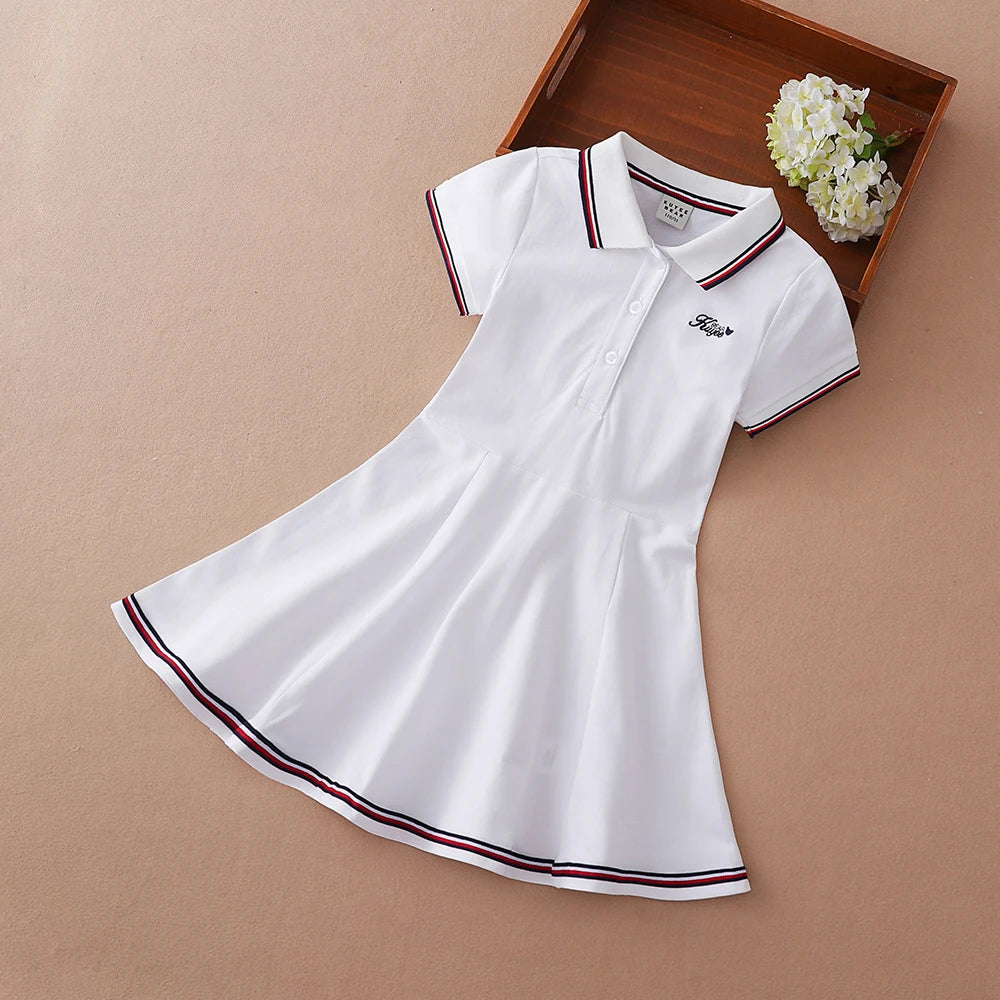 Girls' Striped Cotton Tennis Dress | Sporty Summer Dress for Kids | Ages 4–12