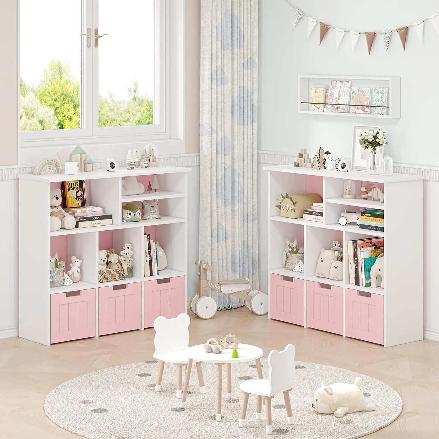 Kids Toy Storage Organiser – Bookshelf with 3 Drawers & 6 Cubbies for Bedroom & Playroom