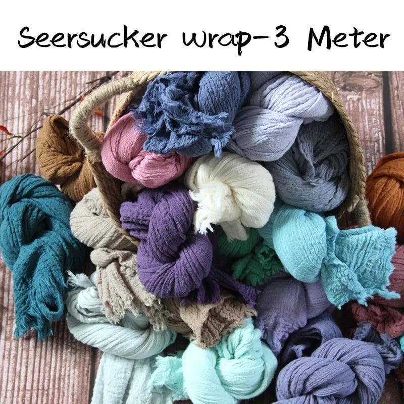 Newborn Photography Wrap – 3 Metre Stretch Seersucker Swaddle