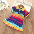 Girls Rainbow Stripe Rabbit Embroidered Dress | Summer | Ages 2–7