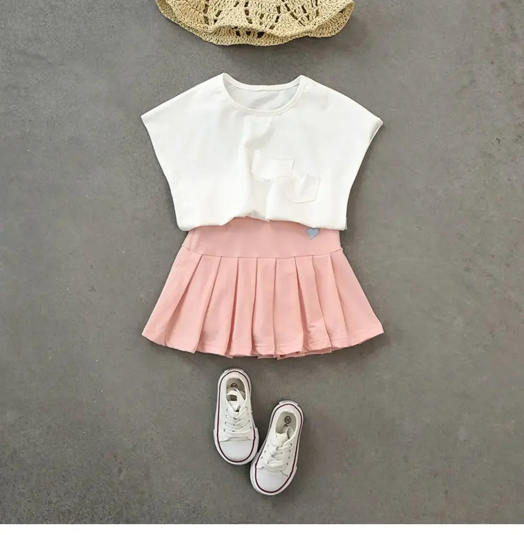 Girls Pleated Skirt with Built-In Safety Shorts