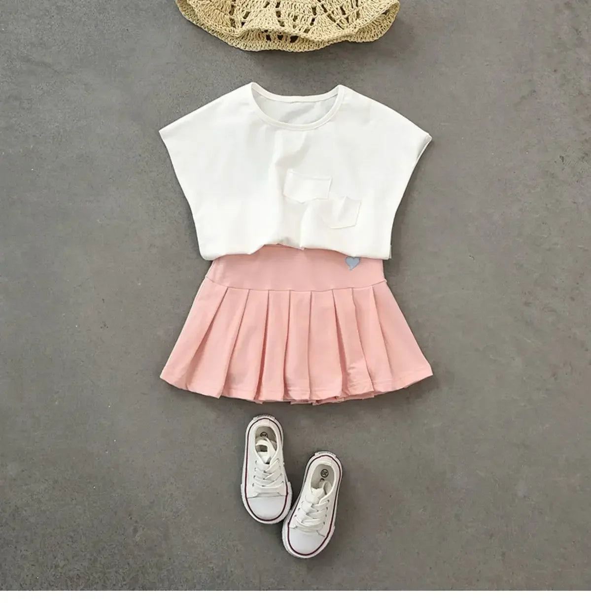 Girls Pleated Skirt with Built-In Safety Shorts