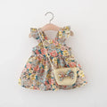 Baby Girls Floral Halter Dress with Bow Bag