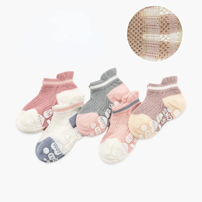 5 Pairs Non-slip Baby Socks Cotton Kids Boy Baby Toddler Girls Summer Children's Socks Winter Spring 0-8 Years Old