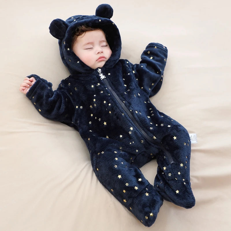 Baby Flannel Romper - Cartoon Print (0-19M)