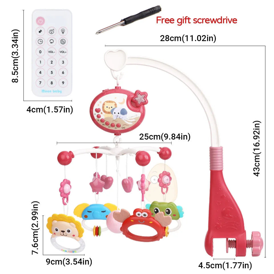 Musical Crib Mobile with Night Light for Newborns