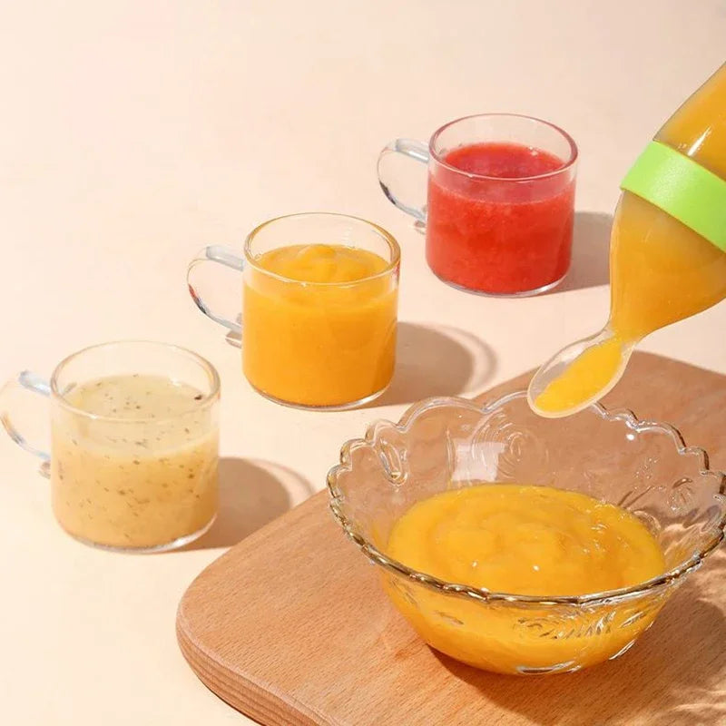 Squeezed Milk Bottle Food Grade Silicone Newborn Training Spoon Baby Grain Food Supplement Feeder Safe and Practical