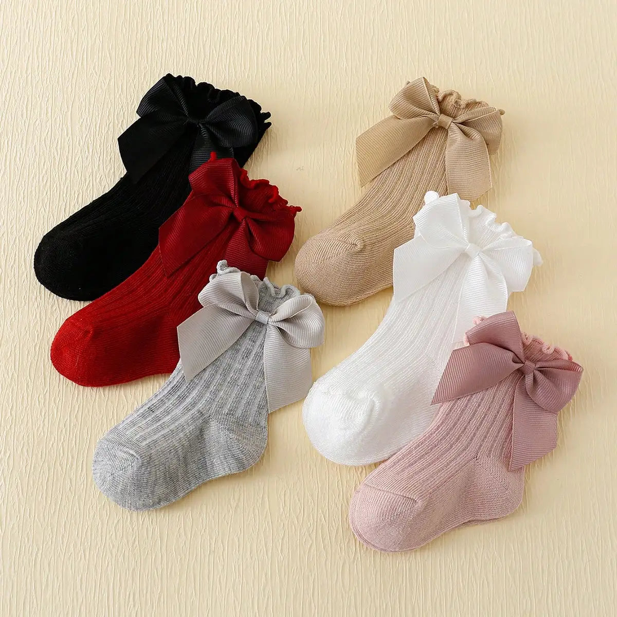 Baby Girl Bow Lace Socks - 6 Pairs