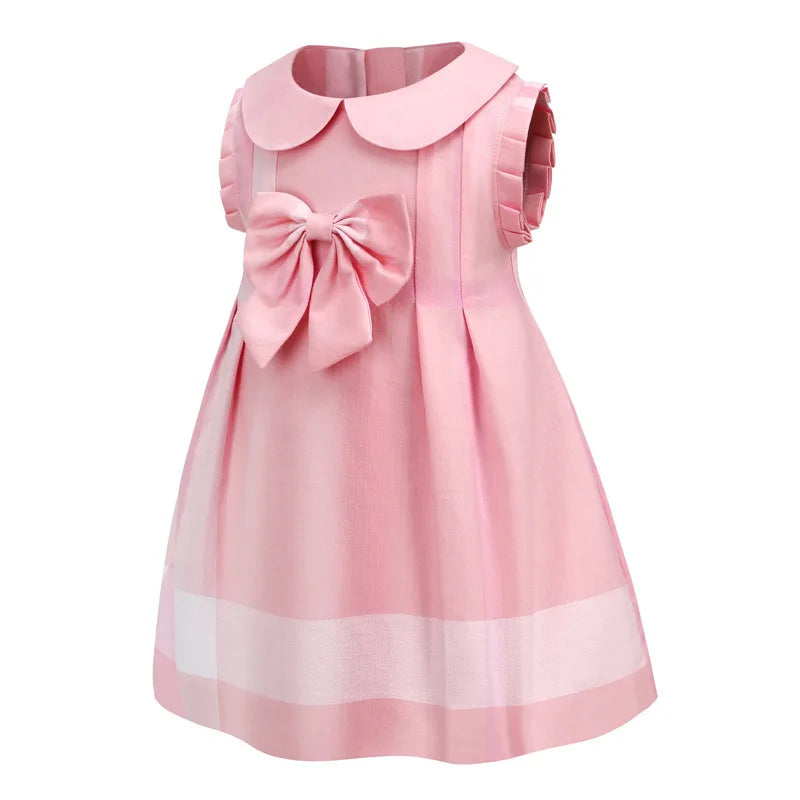 Girls Plaid Summer Dress with Sash (4-8Y)