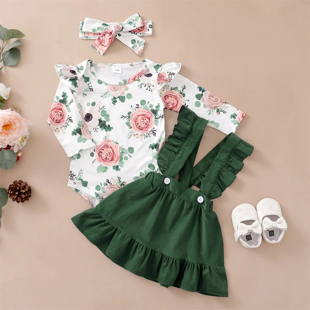 Newborn Baby Girl 3-Piece Floral Outfit Set