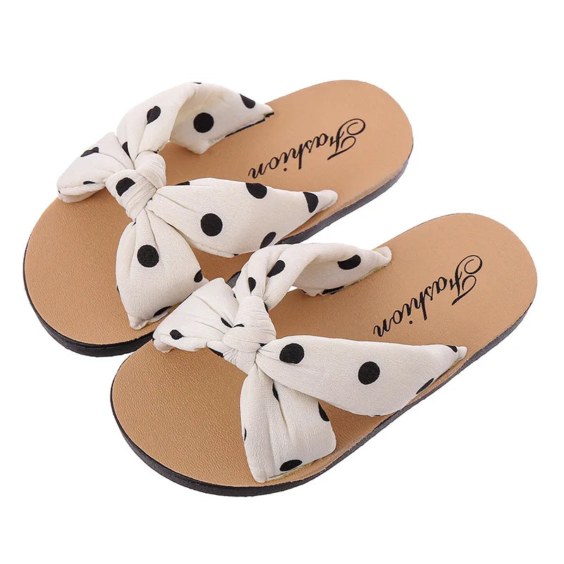 Girls Bohemian Bow Flip Flop Sandals | Sizes 24–35 | Summer Beach